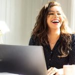 woman working on laptop