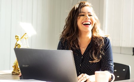 woman working on laptop