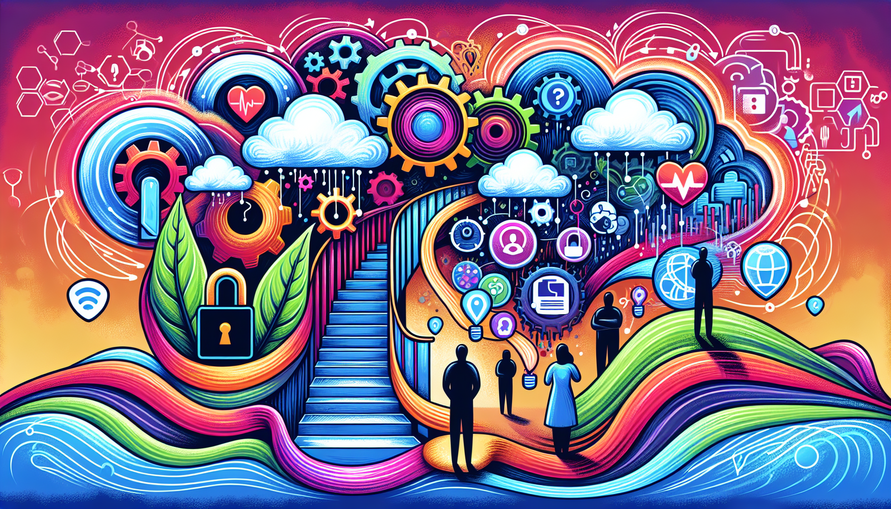 Challenges faced in implementing personal health platforms illustrated creatively.