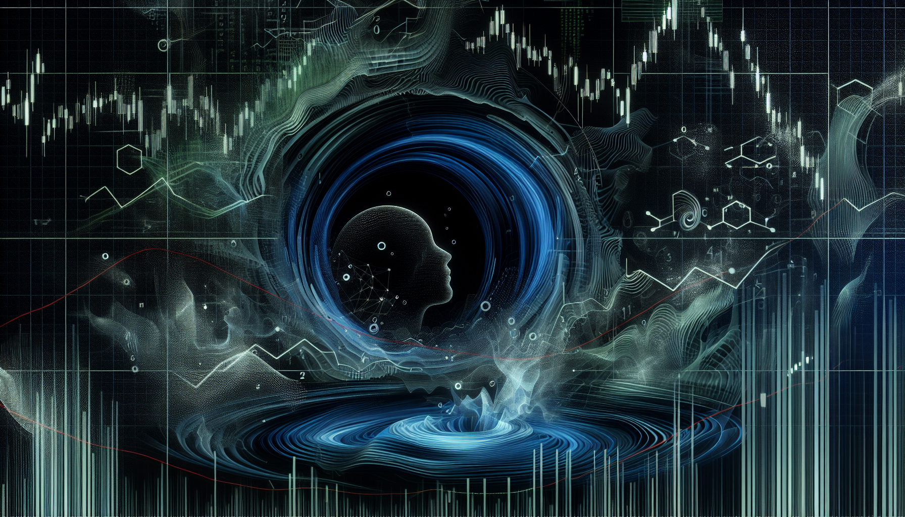 An illustration depicting dark pools and high frequency trading navigating the hidden corners of the stock market.