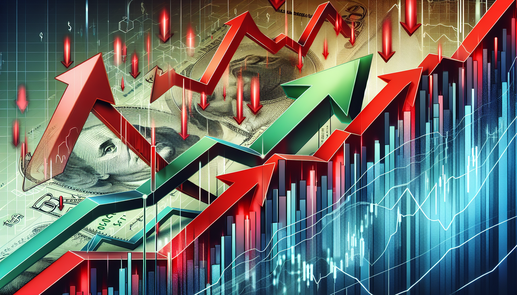 Graphical representation of how higher interest rates affect stock prices.