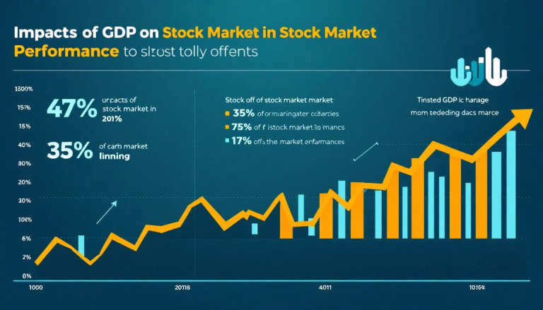 A graphical representation showing the impact of GDP on stock market performance.