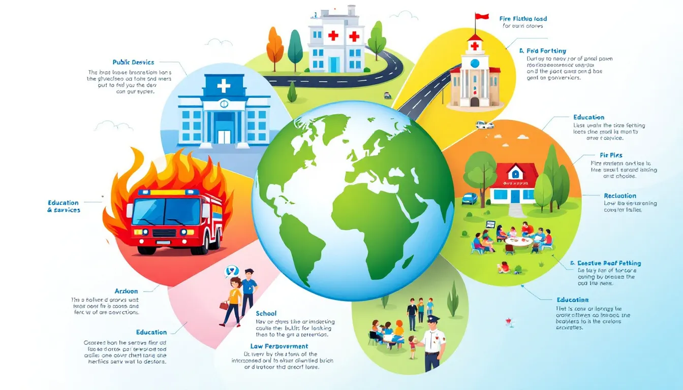 A visual representation of public goods and services provided by the government.