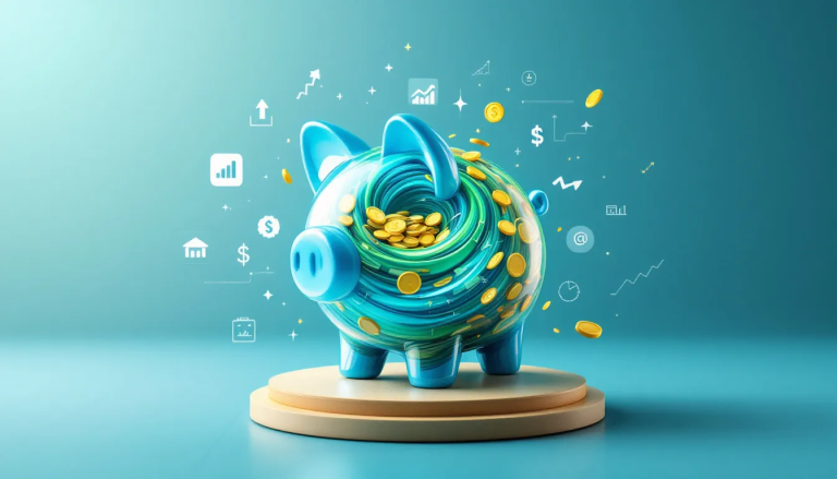 A piggy bank symbolizing savings and investments.